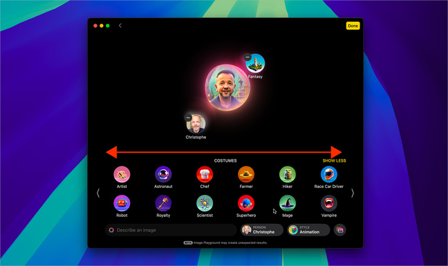 Apple Intelligence • Aperçu de l’application Image Playground à partir de macOS 15.3 beta Apple Intelligence • Aperçu de l’application Image Playground à partir de macOS 15.3 beta