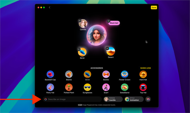 Apple Intelligence • Aperçu de l’application Image Playground à partir de macOS 15.3 beta Apple Intelligence • Aperçu de l’application Image Playground à partir de macOS 15.3 beta