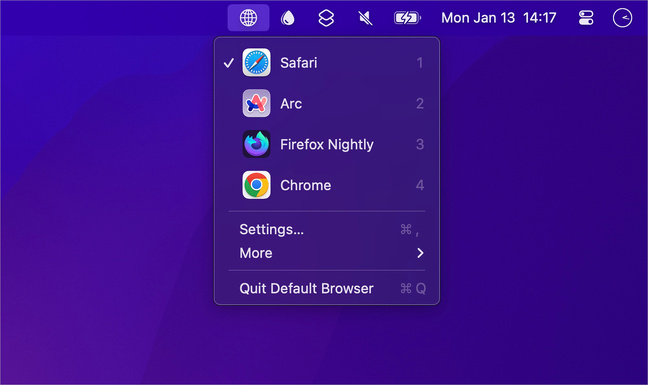 macOS • Basculez rapidement entre les navigateurs avec Default Browser macOS • Basculez rapidement entre les navigateurs avec Default Browser