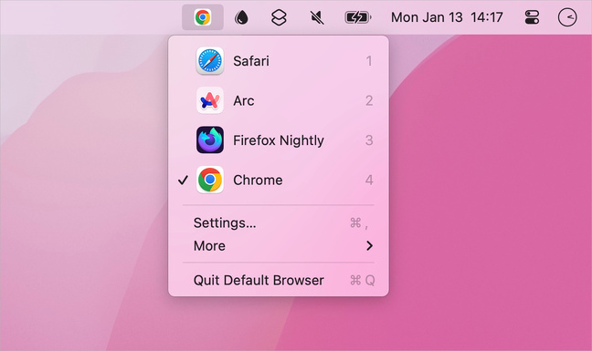 macOS • Basculez rapidement entre les navigateurs avec Default Browser macOS • Basculez rapidement entre les navigateurs avec Default Browser