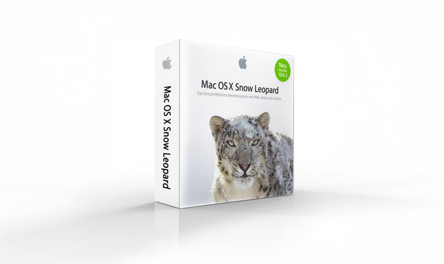 La boîte de Mac OS X Snow Leopard 10.6 en 2009. Photo © Apple. La boîte de Mac OS X Snow Leopard 10.6 en 2009. Photo © Apple.
