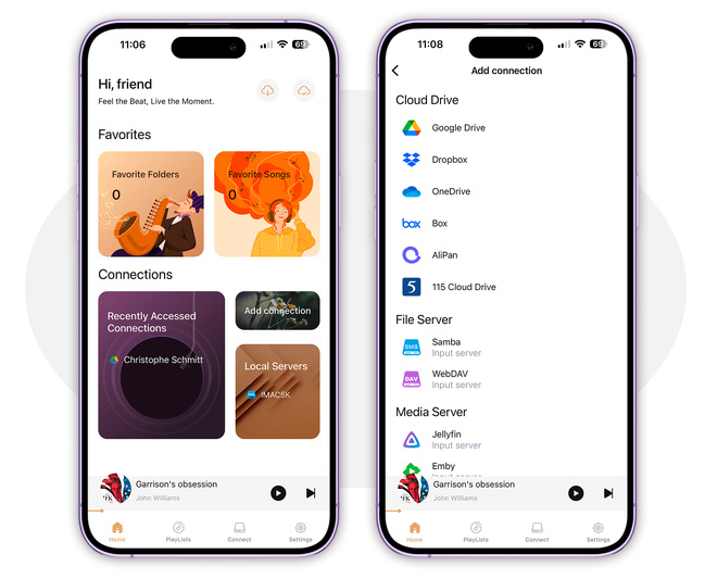iOS • Écoutez votre musique en haute fidélité depuis vos services de stockage