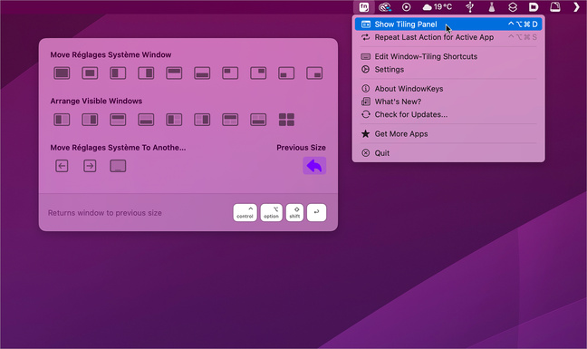 macOS • WindowKeys, le centre de commande gratuit pour toutes vos fenêtres
