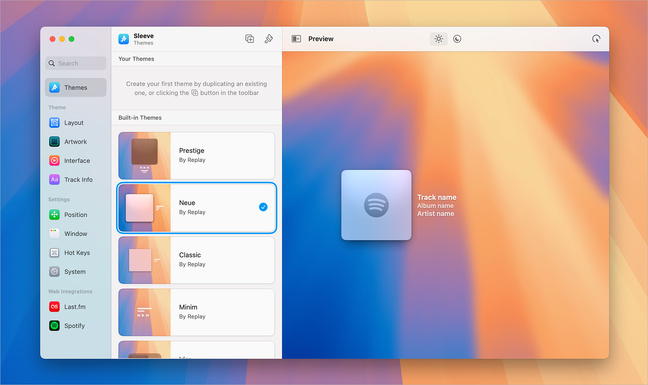 macOS • D’un clic, prenez le contrôle d’Apple Music et de Spotify avec Sleeve