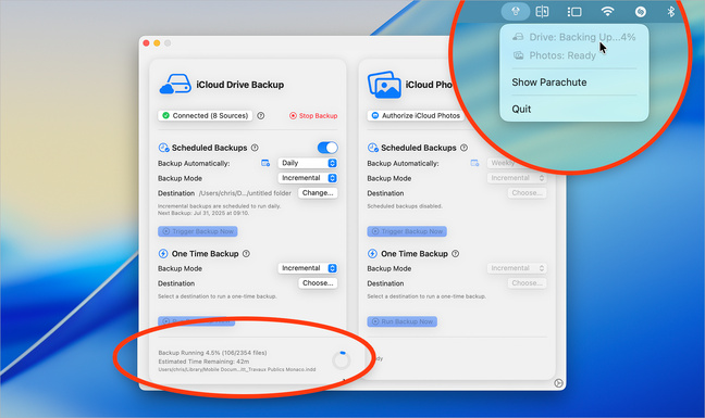 macOS • Parachute Backup, l’application qui sauvegarde vos données iCloud macOS • Parachute Backup, l’application qui sauvegarde vos données iCloud