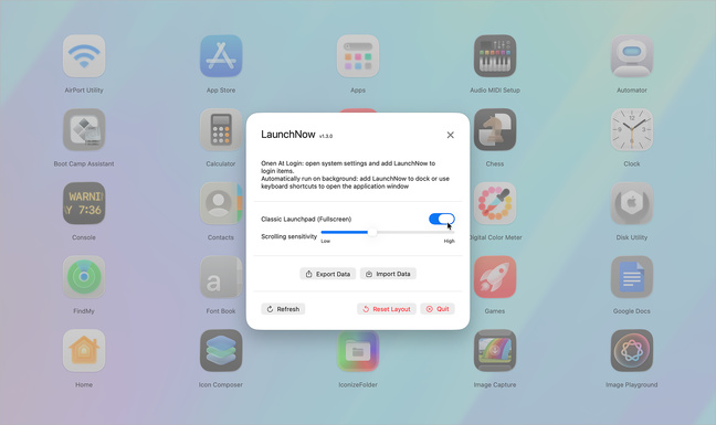 macOS 26 • Déjà un remplaçant pour le Launchpad avec LaunchNow ?