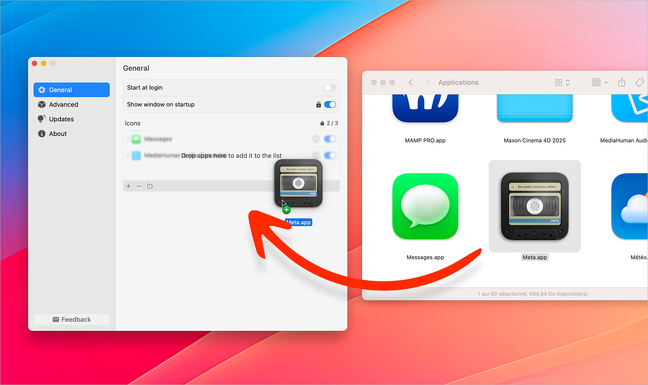 macOS • Ajoutez des icônes d’applications et des notifications à la barre des menus