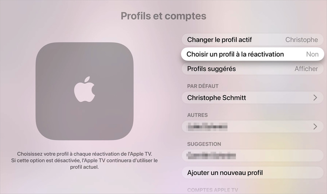 tvOS • Comment empêcher l’affichage de la sélection de profils sur l’Apple TV ?