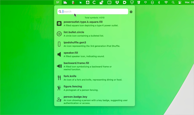 macOS • Retrouvez et copiez rapidement des pictos de la police San Francisco