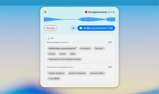 macOS • Transcrivez rapidement et gratuitement votre voix sous la forme d’un texte macOS • Transcrivez rapidement et gratuitement votre voix sous la forme d’un texte