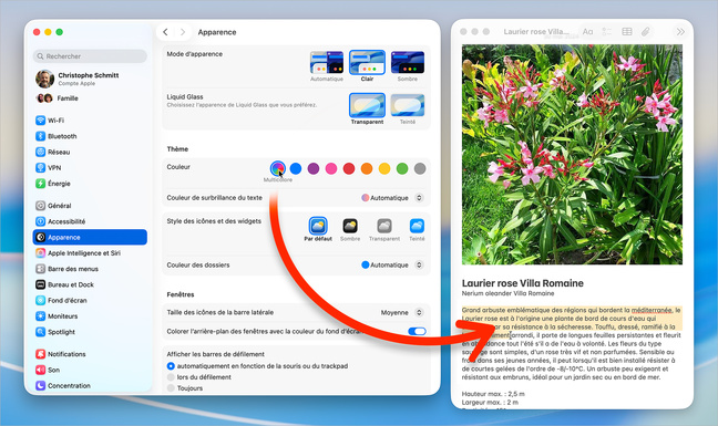 Avec l'option Multicolore, certains logiciels utilisent leur propre couleur.