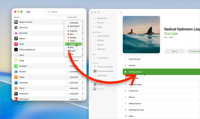 L’application Musique débarrassée de son éternelle couleur rouge. L’application Musique débarrassée de son éternelle couleur rouge.