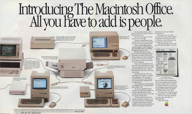 Campagne The Macintosh Office. Document © Apple. Campagne The Macintosh Office. Document © Apple.