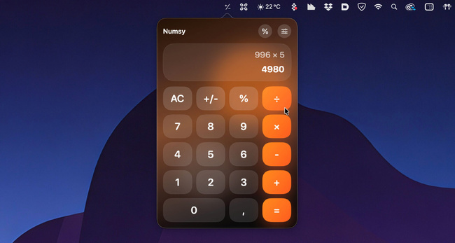 macOS • Calculez plus rapidement depuis la barre des menus avec Numsy