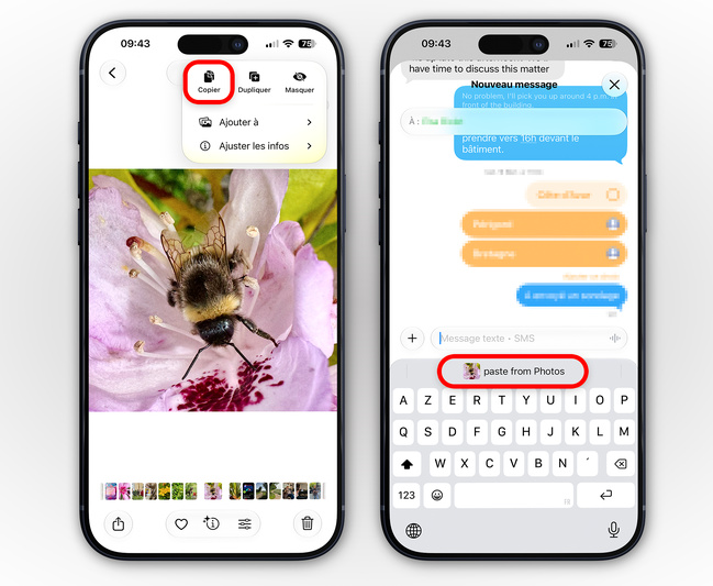 iOS 27 • Le clavier de l’iPhone suggère à présent le copier-coller depuis une autre app