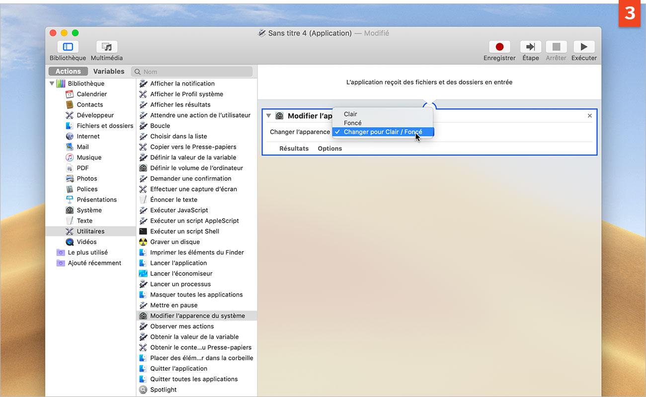 [Automator] Changez de couleur de l'interface en un clic dans macOS Mojave !
