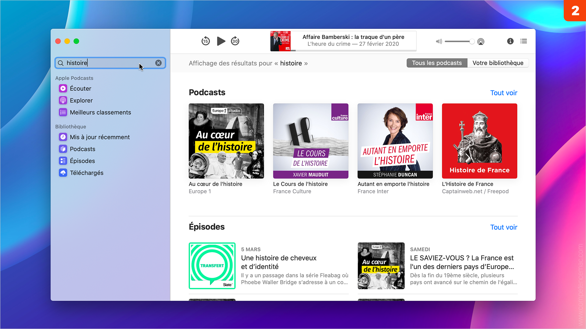macOS Catalina • S’abonner à une émission avec la nouvelle application Podcasts