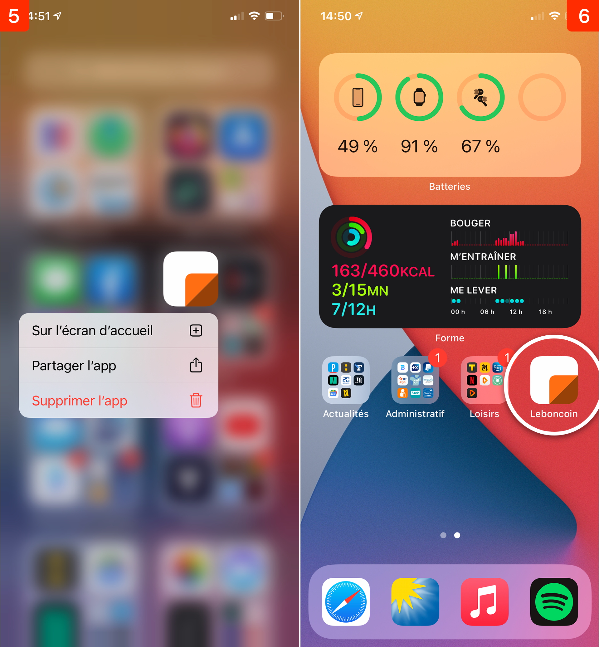 iOS 14 • Déplacez une application vers la Bibliothèque d’apps et inversement