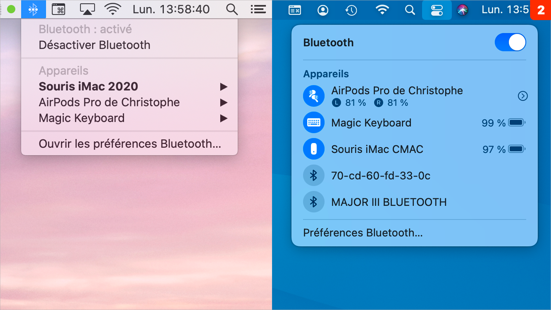 macOS 11 • Retrouver les informations Bluetooth d’un clic
