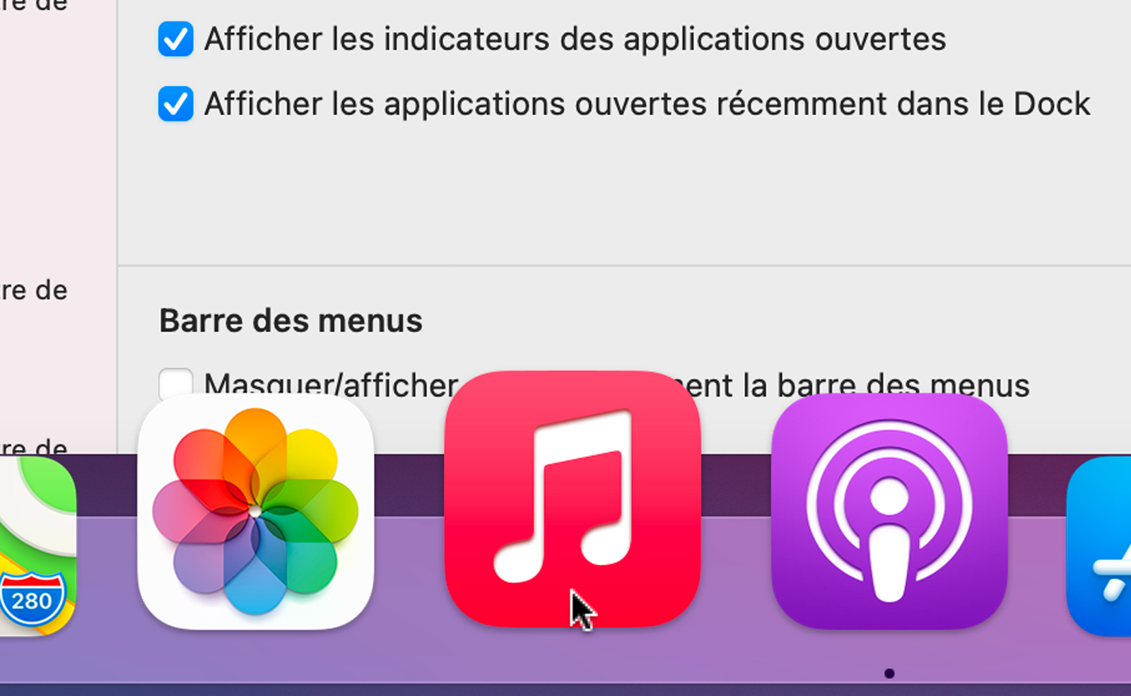 macOS 11 • Découvrez le nouveau panneau Dock et barre des menus