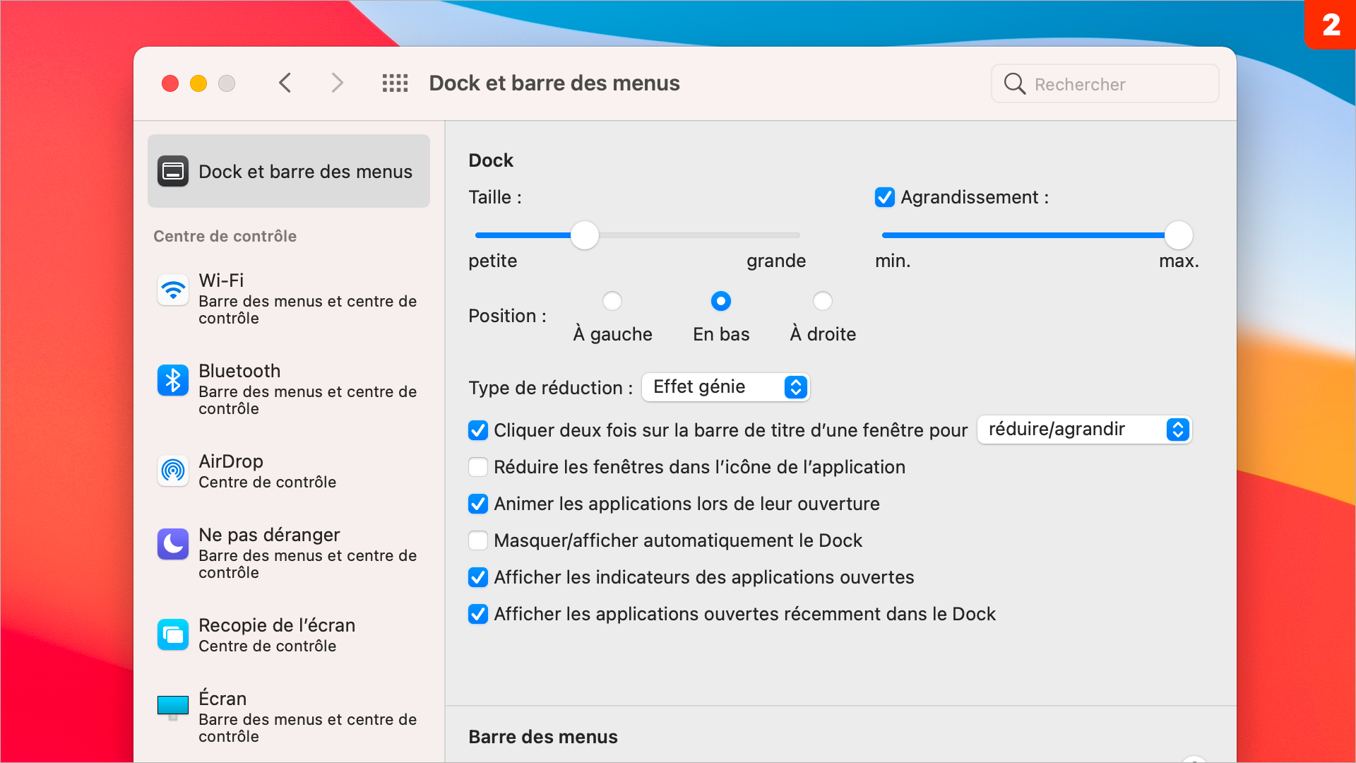macOS 11 • Découvrez le nouveau panneau Dock et barre des menus