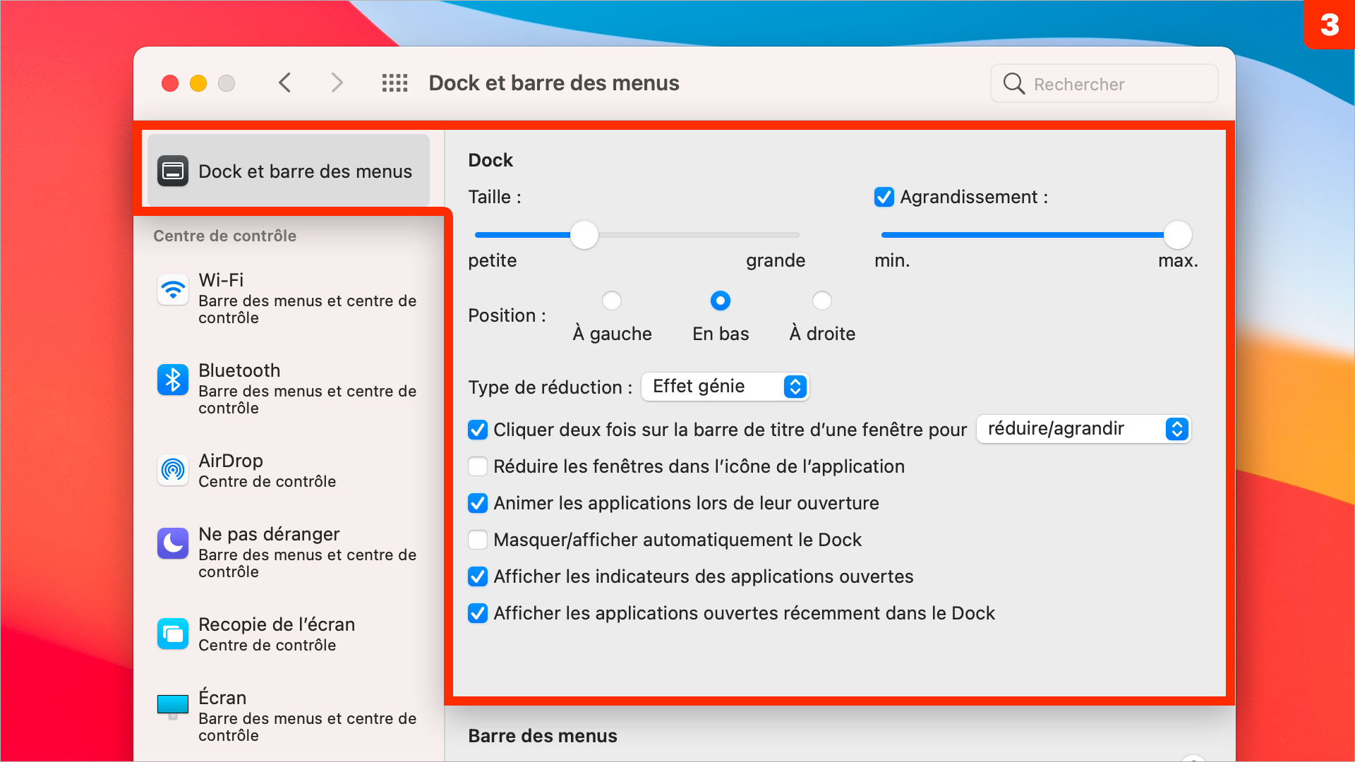 macOS 11 • Découvrez le nouveau panneau Dock et barre des menus