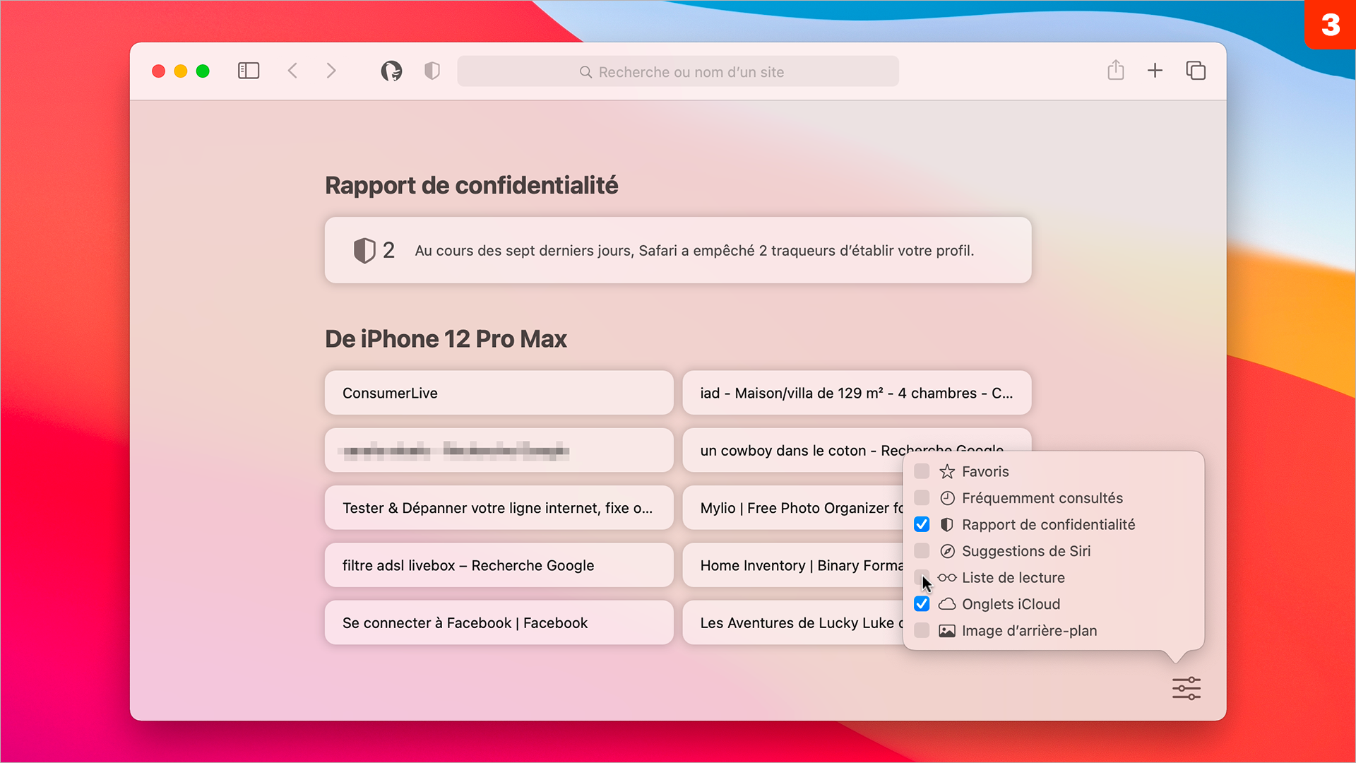 macOS 11 • Personnaliser la page de démarrage de Safari