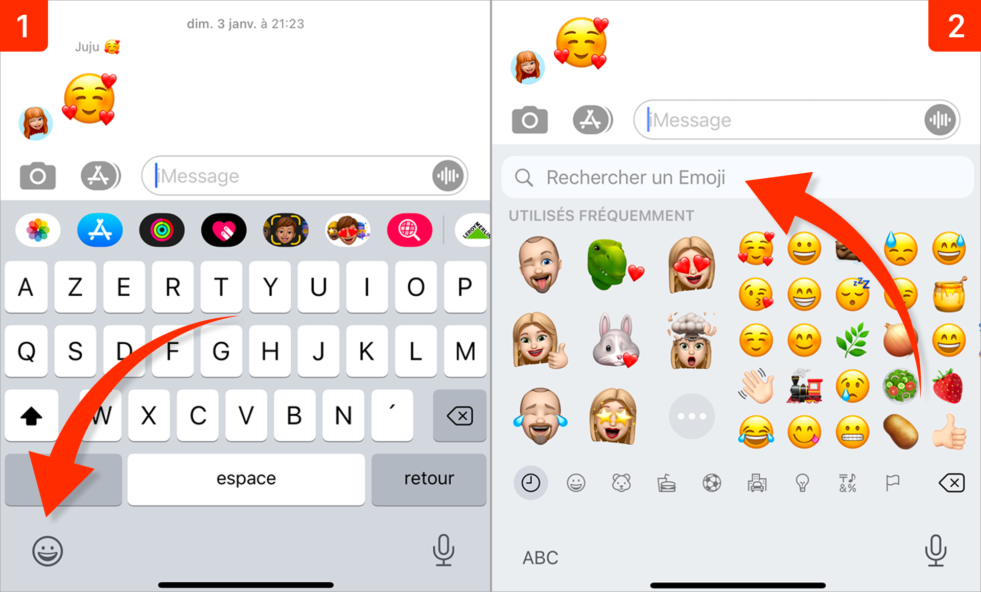 iOS 14 • Rechercher rapidement un emoji dans le clavier iOS 14 • Rechercher rapidement un emoji dans le clavier
