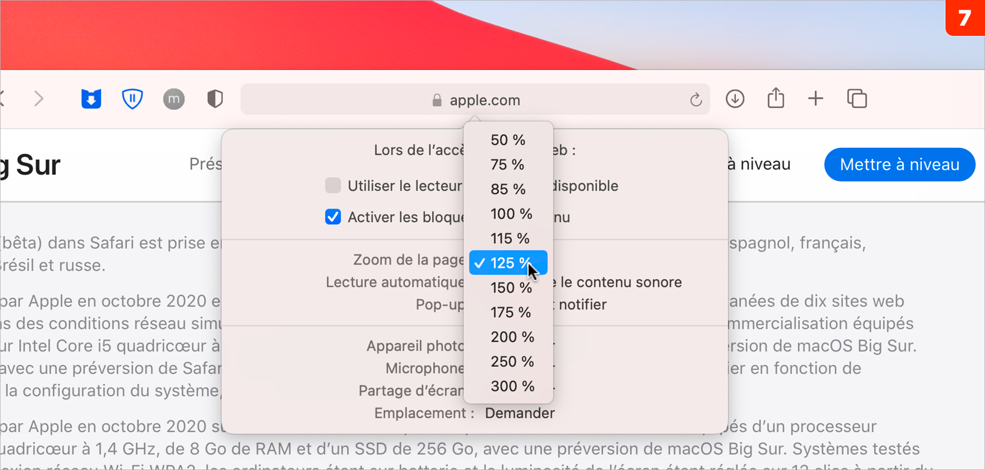 macOS • Ajustez les réglages de chaque site web visité avec Safari