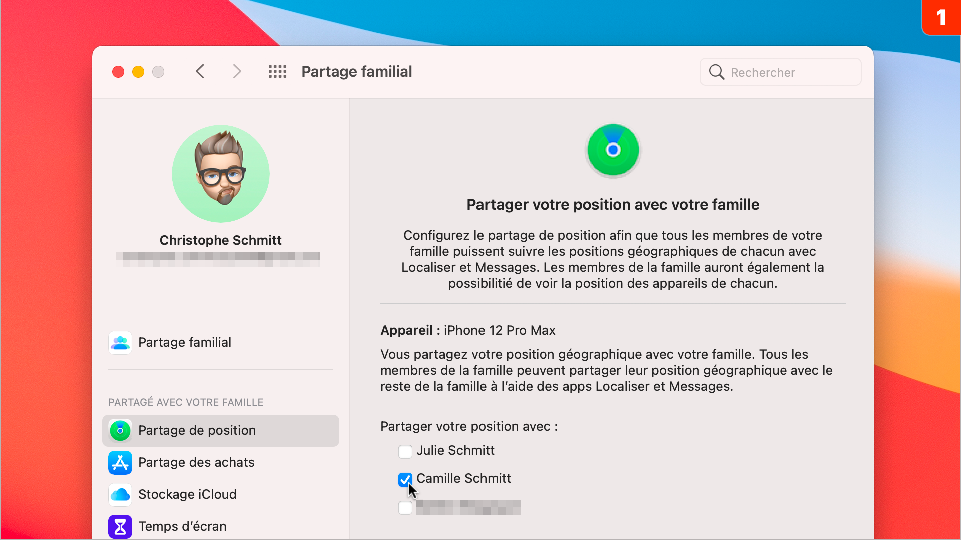 Astuce • Partagez votre position avec les membres du partage familial