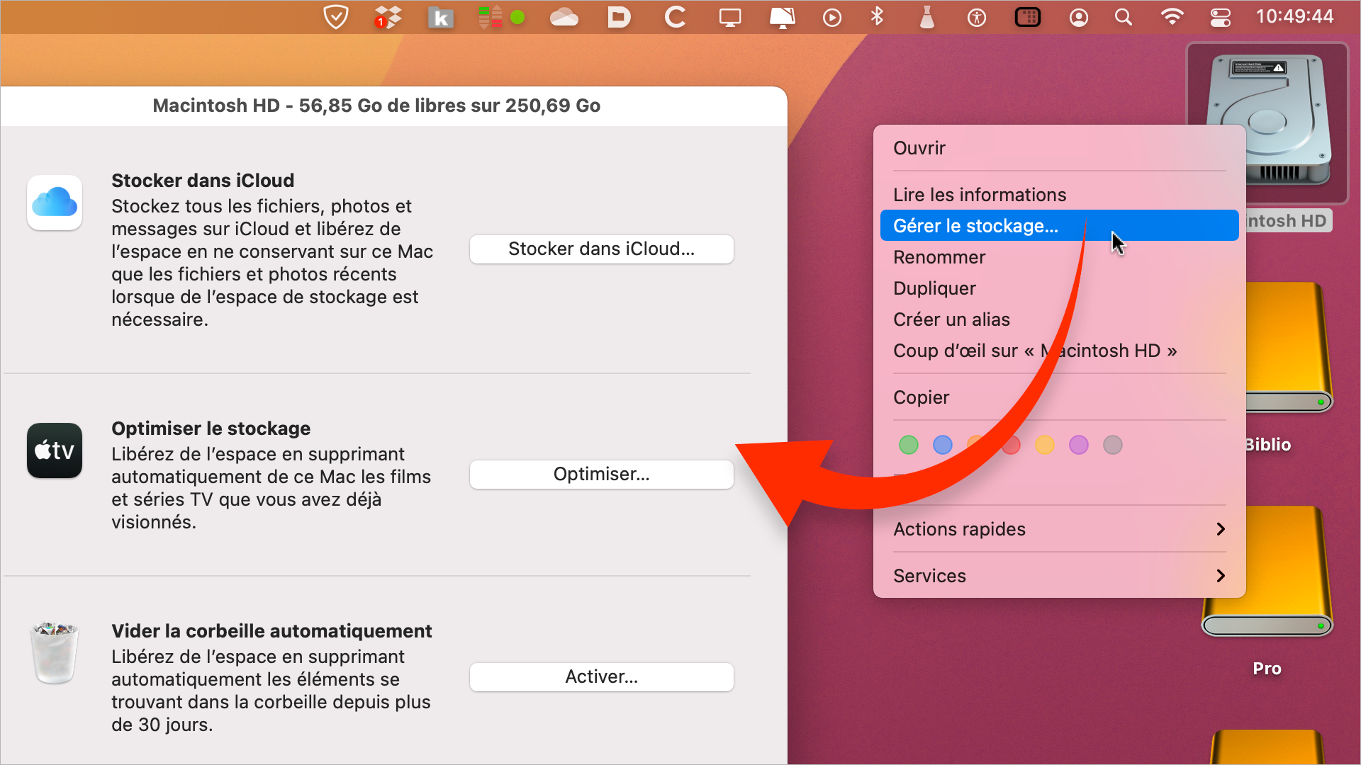 macOS • Accédez plus rapidement à la gestion du stockage de votre disque