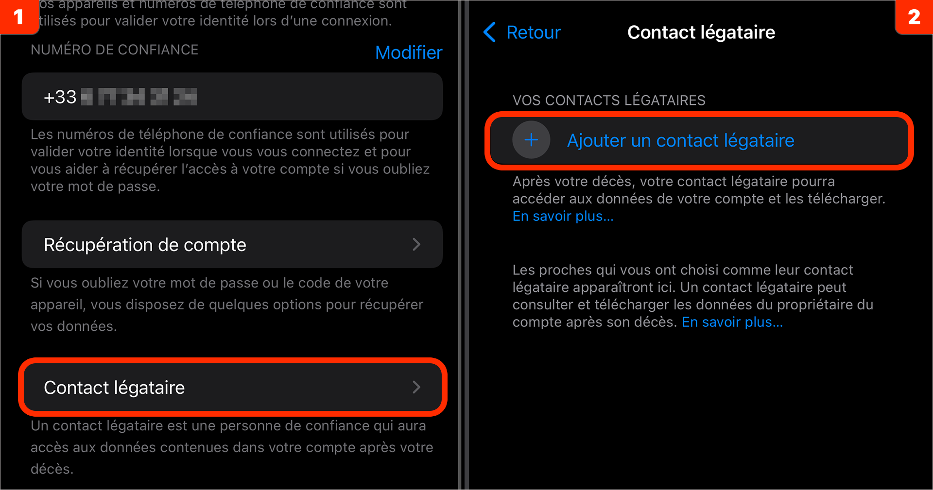 iOS 15 • Léguez les données de votre compte iCloud à un proche
