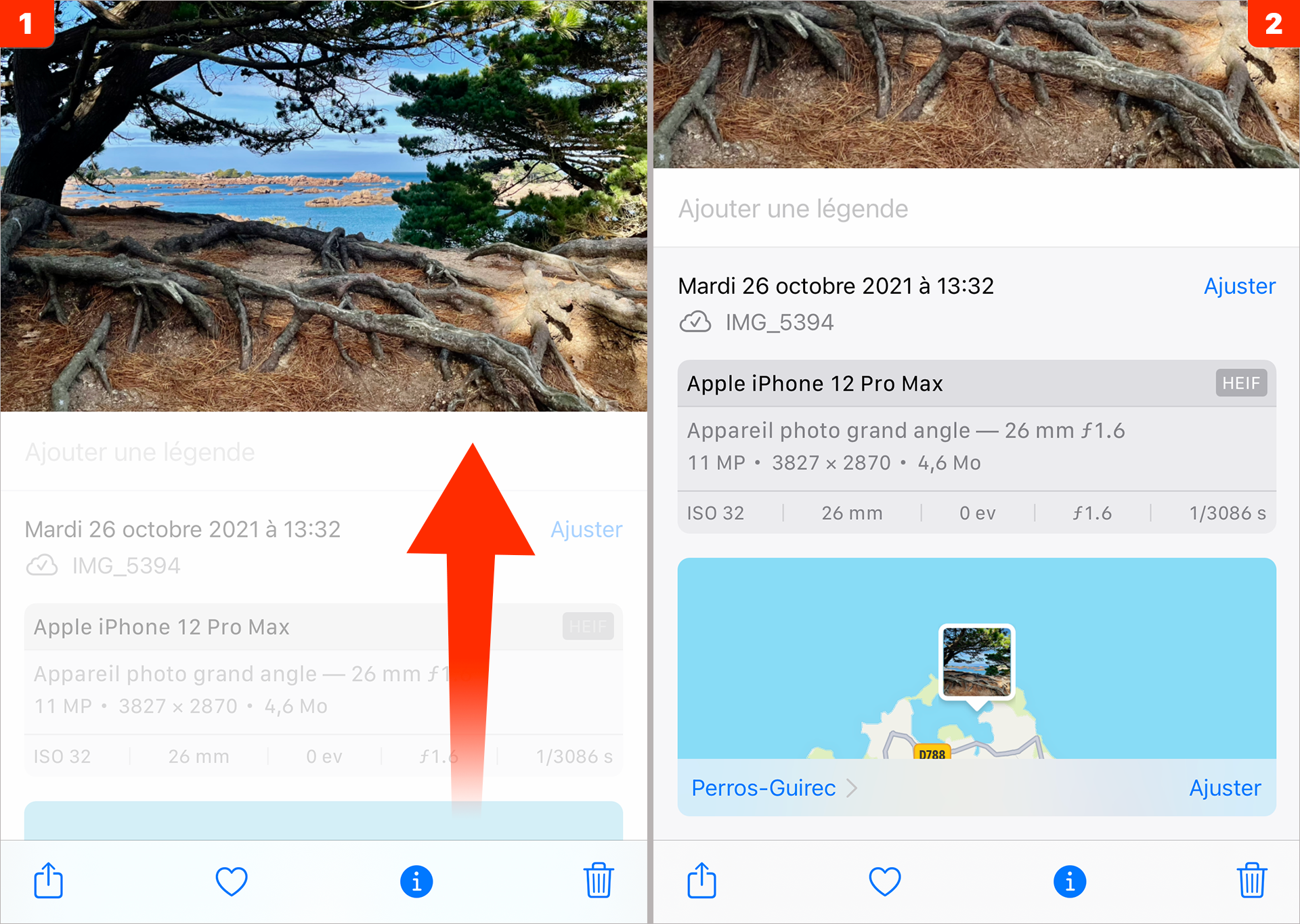 iOS • Obtenez plus d'informations à propos de vos photos