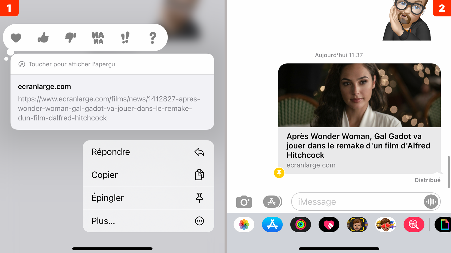 iOS • Marquez les contenus intéressants reçus par message