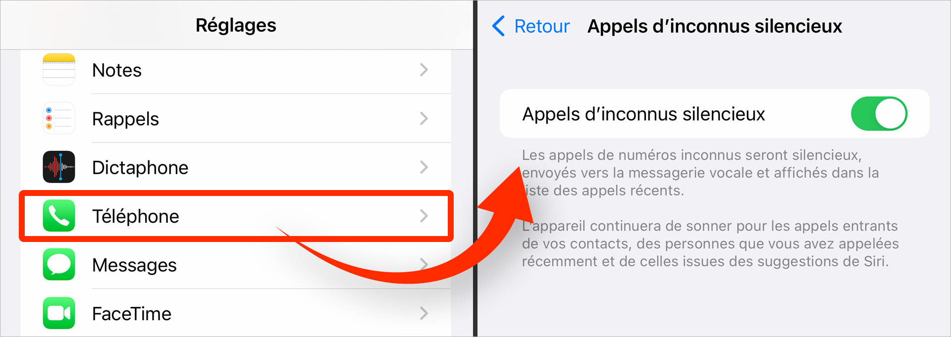 iOS • Évitez les appels provenant de numéros inconnus
