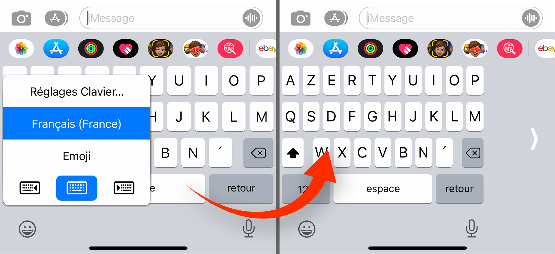 iOS • Saisissez du texte avec un clavier adapté aux gauchers ou aux droitiers
