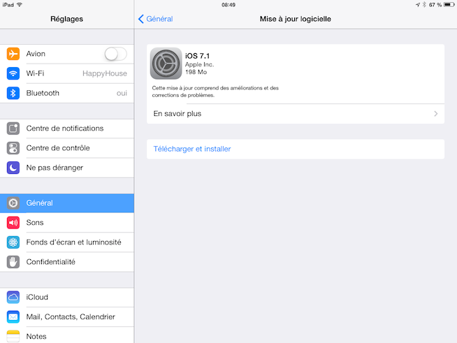 Mise à jour : iOS 7.1 est disponible