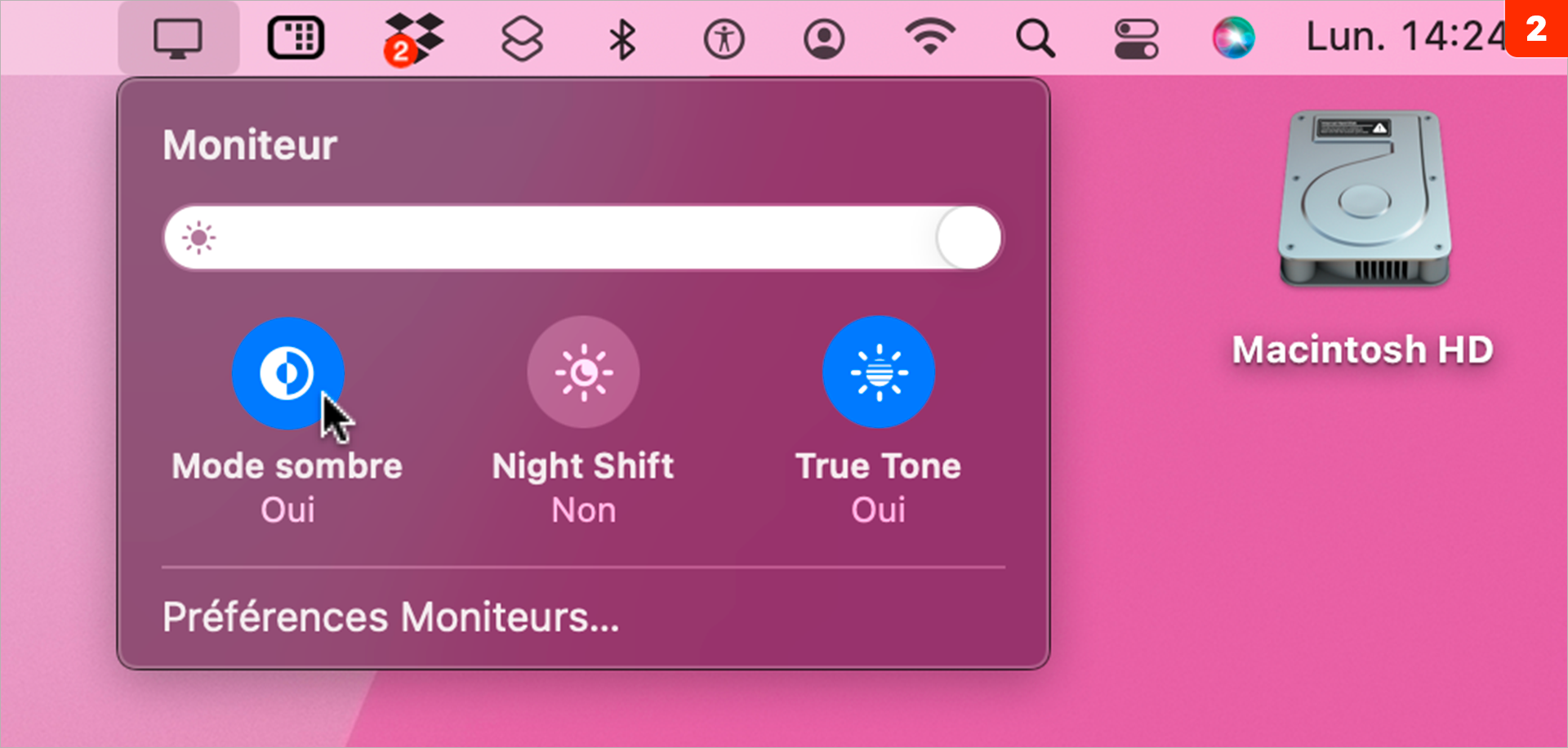 macOS • Basculez entre les modes sombre et clair d'un clic sans aucun outil