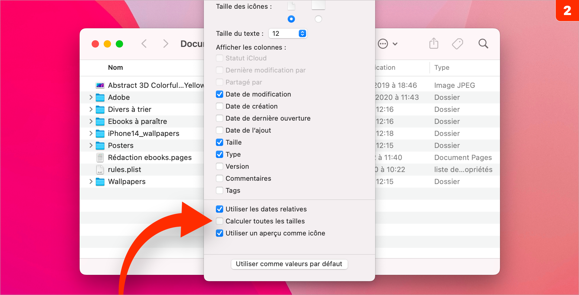 macOS • Afficher la taille des dossiers dans les fenêtres du Finder