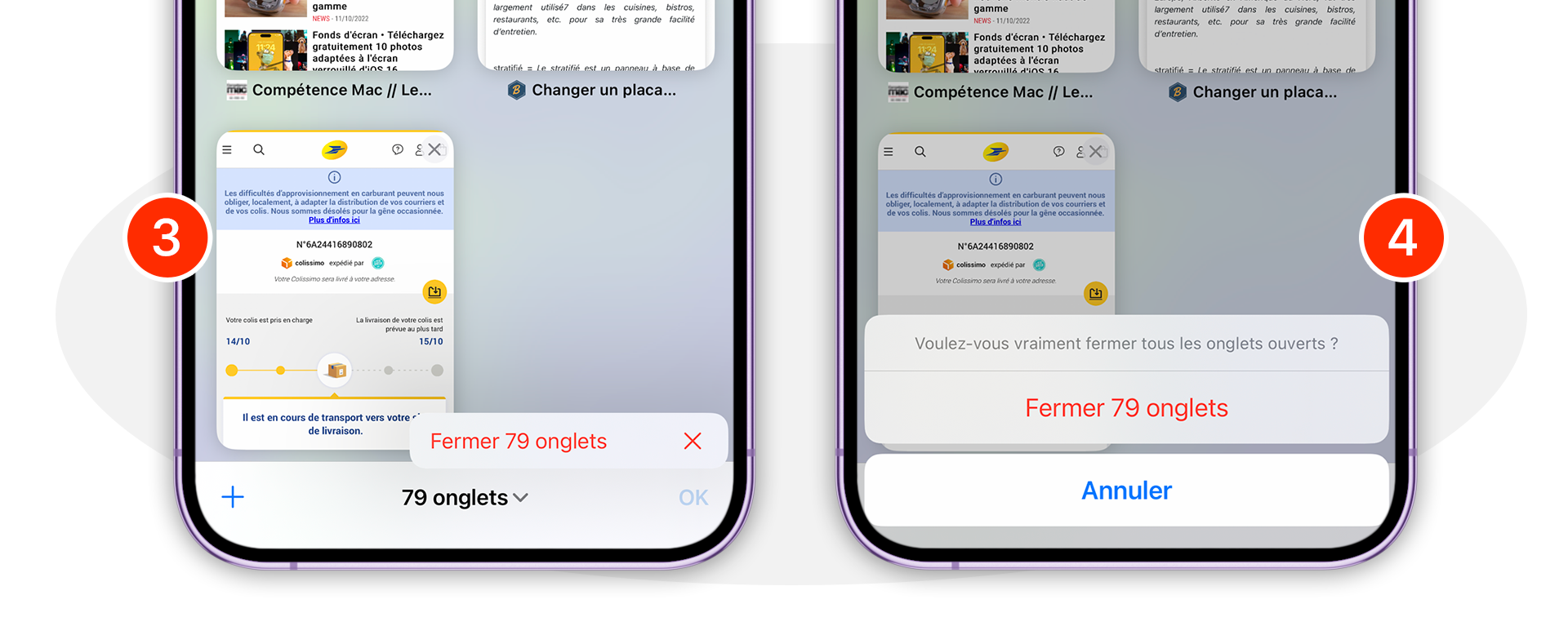 iOS • Fermez en une fois tous les onglets ouverts dans Safari