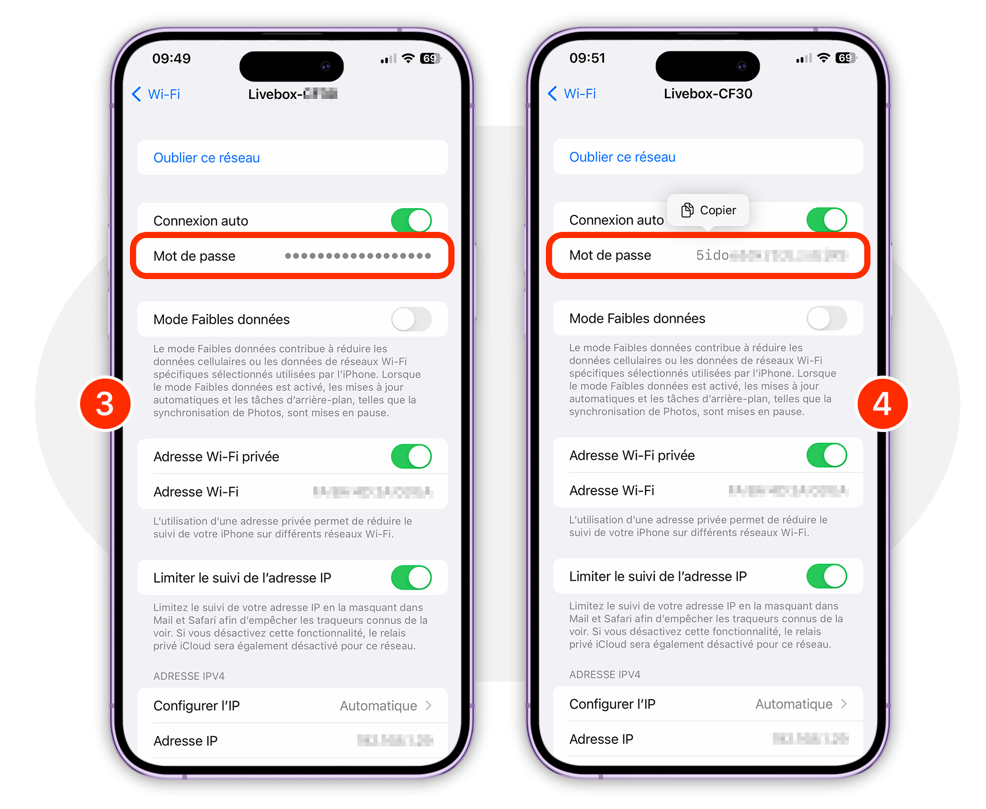 iOS • Affichez puis partagez votre mot de passe Wi-Fi