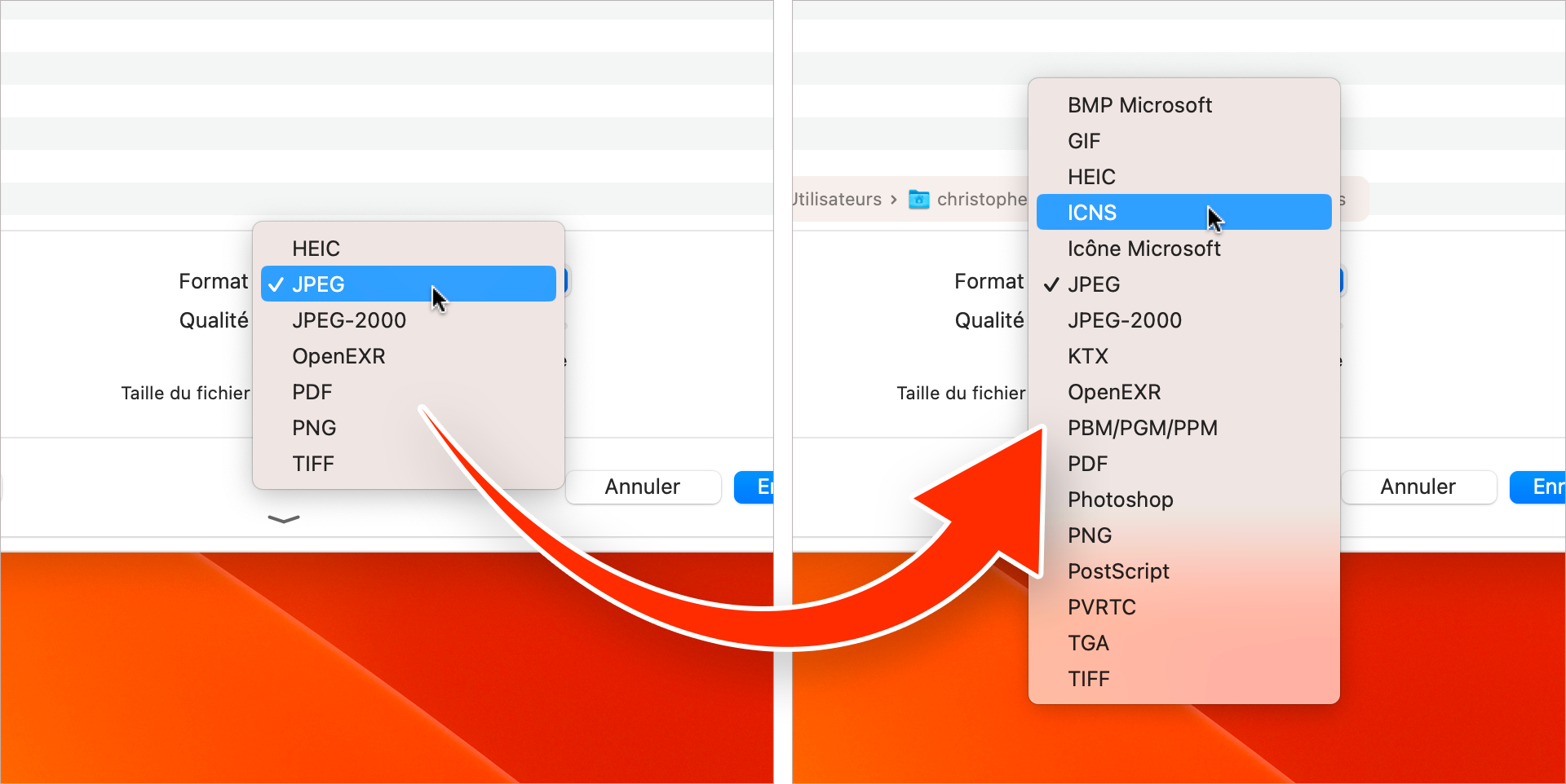 Mac • Accédez à plus d’options de formats de fichier dans Aperçu Mac • Accédez à plus d’options de formats de fichier dans Aperçu