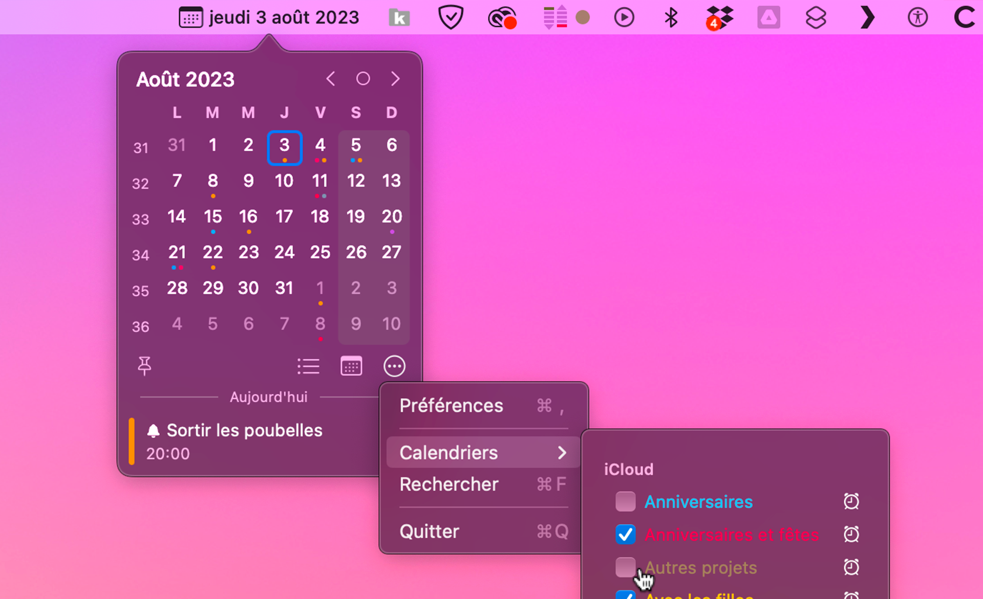 macOS • Vos rendez-vous et rappels d’un clic depuis la barre des menus