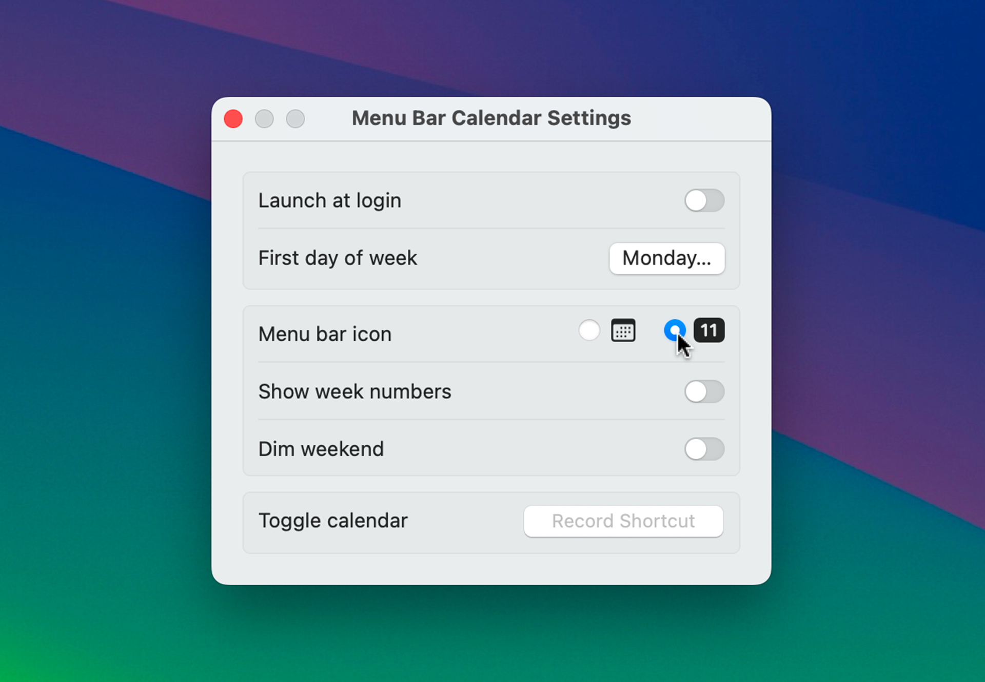 macOS • Un aperçu du calendrier avec Menu Bar Calendar