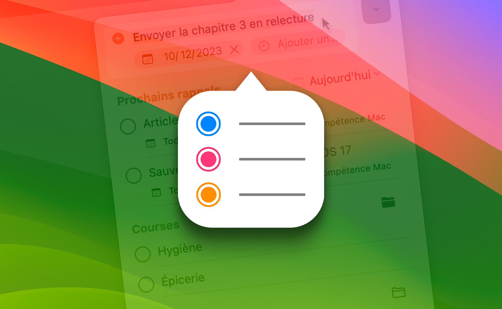 macOS • Retrouvez tous vos rappels directement dans la barre des menus