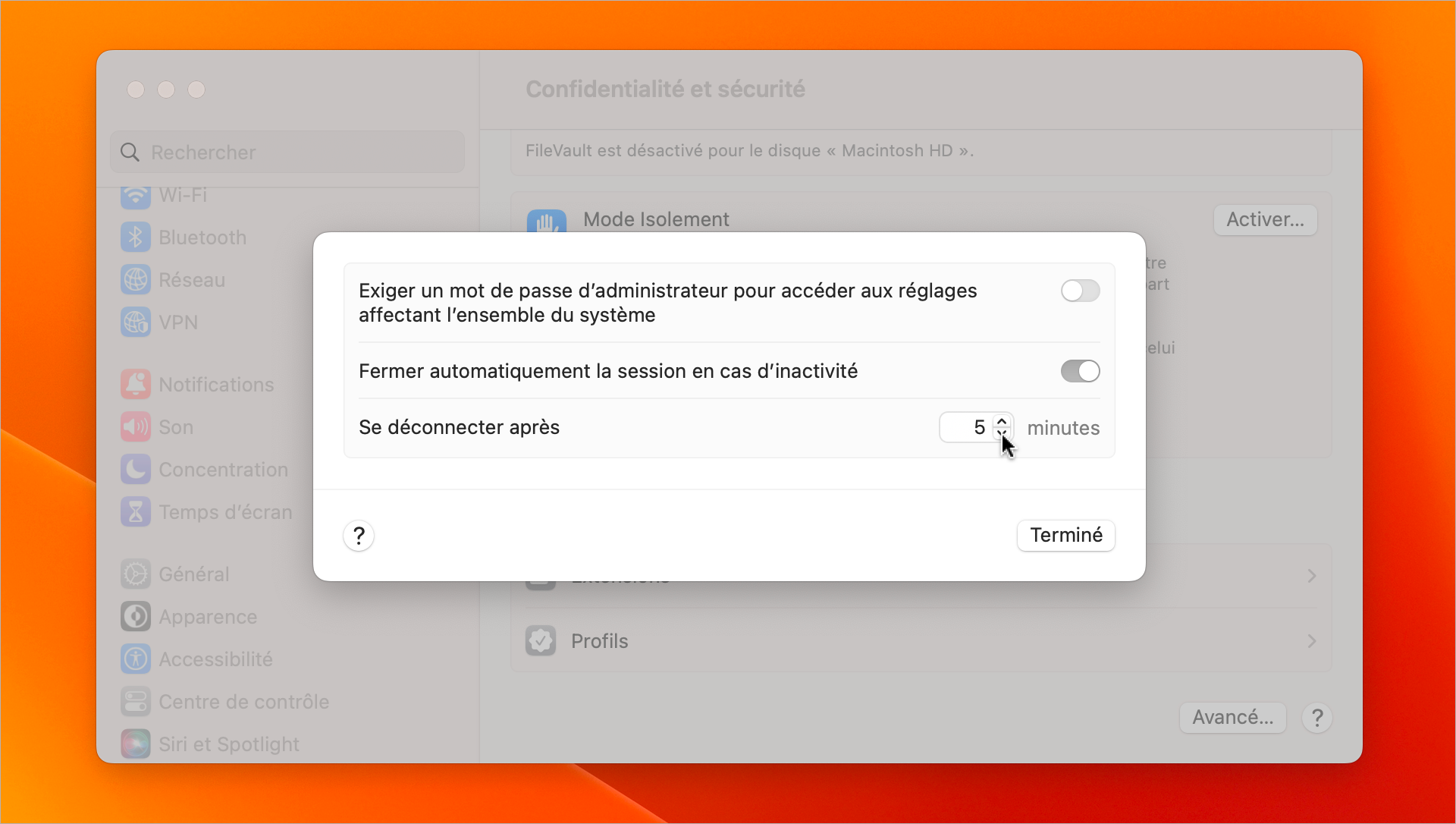macOS • Déconnectez automatiquement un utilisateur en cas d’inactivité