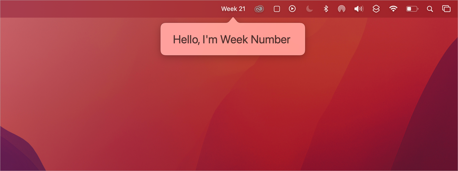 macOS • Le numéro de semaine toujours sous les yeux dans la barre des menus macOS • Le numéro de semaine toujours sous les yeux dans la barre des menus