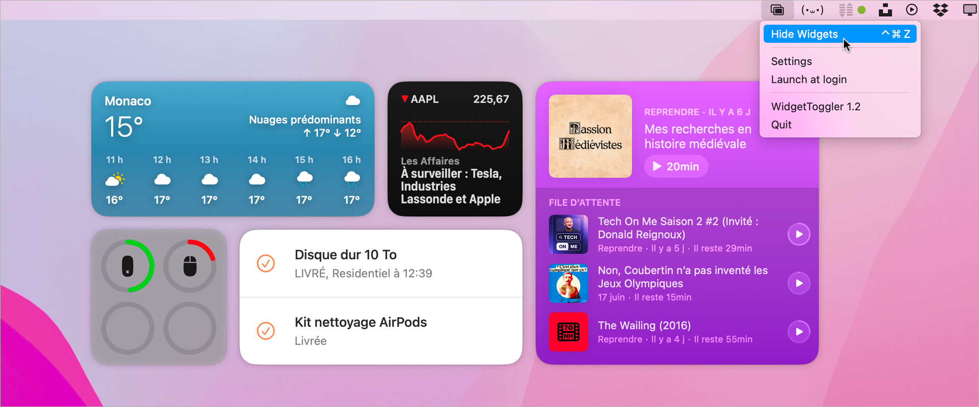 macOS • Ne fermez plus les widgets du bureau, masquez-les ! macOS • Ne fermez plus les widgets du bureau, masquez-les !