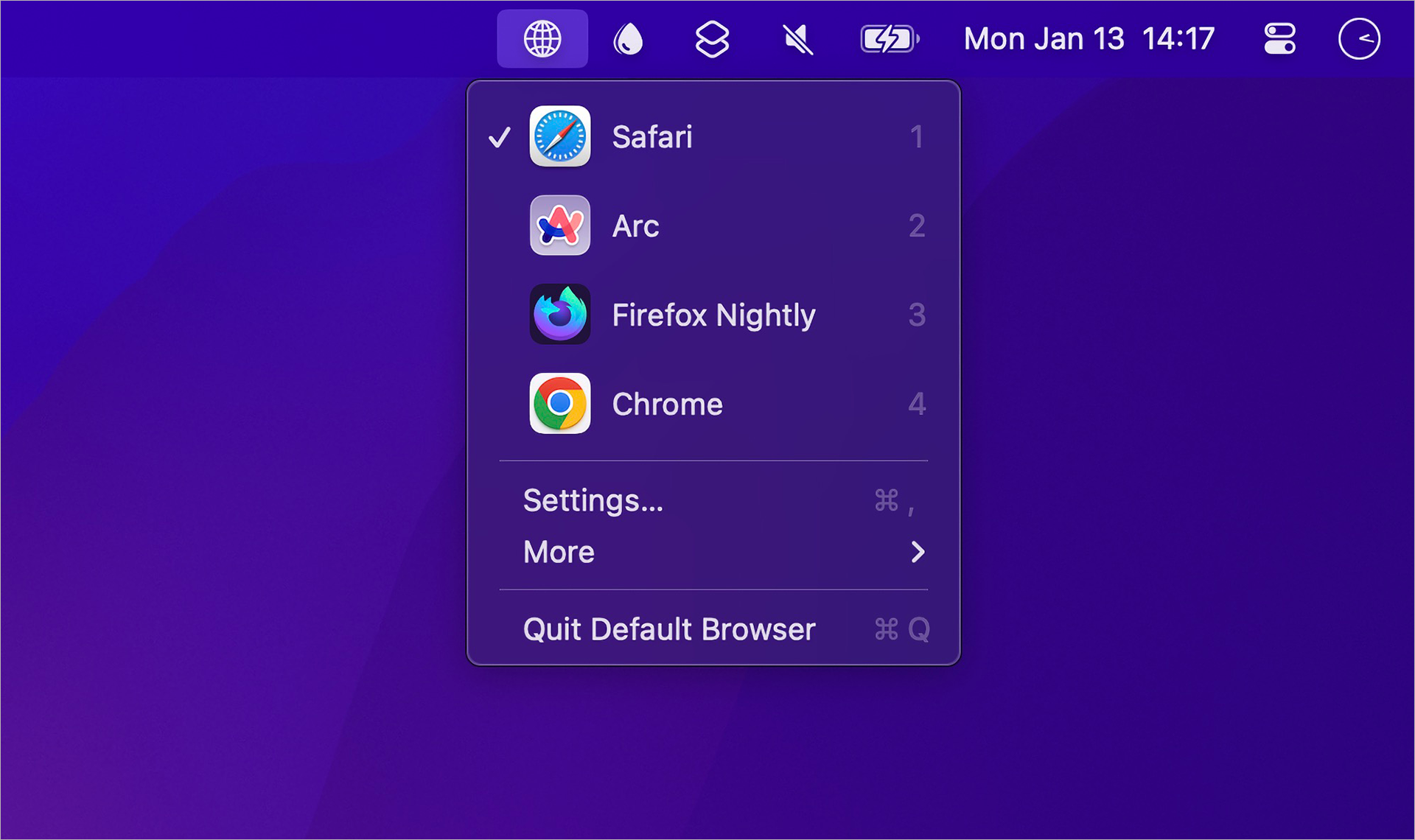macOS • Basculez rapidement entre les navigateurs avec Default Browser macOS • Basculez rapidement entre les navigateurs avec Default Browser