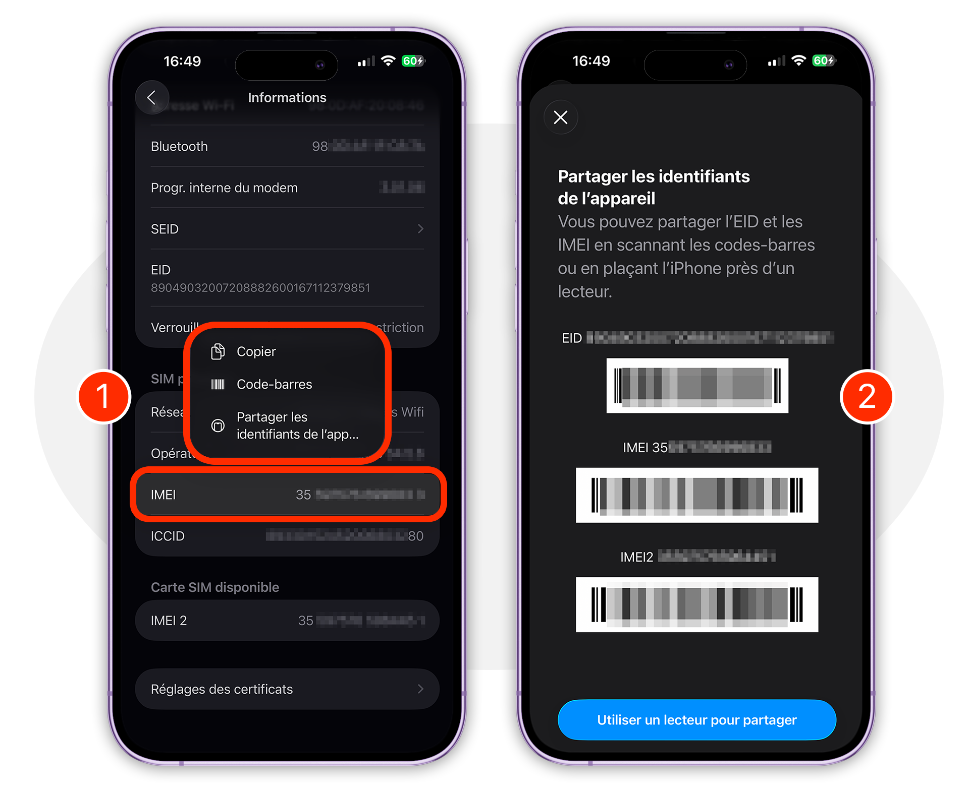 iOS 26 • Partagez rapidement les infos IMEI/MEID de votre iPhone avec un réparateur